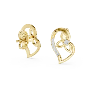 Ethereal Petal Silhouette Round Brilliant Diamond Stud Earrings - Image 3