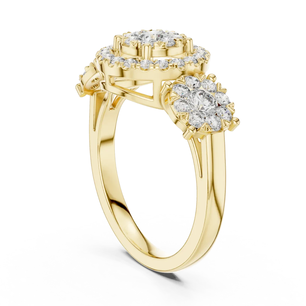 Luminary Round Brilliant Triple Cluster Statement Ring - Image 3