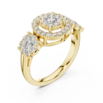 Luminary Round Brilliant Triple Cluster Statement Ring