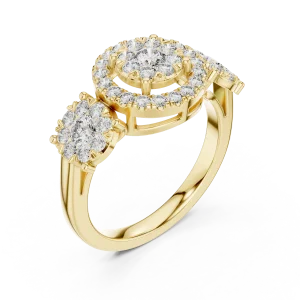 Luminary Round Brilliant Triple Cluster Statement Ring