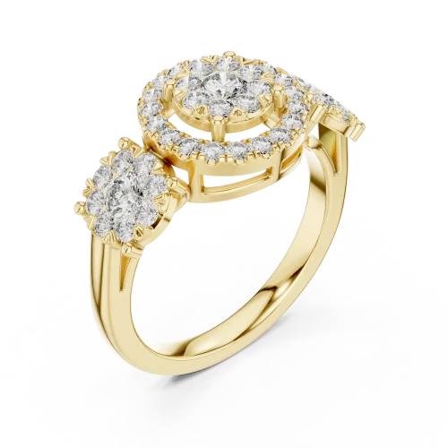 Luminary Round Brilliant Triple Cluster Statement Ring