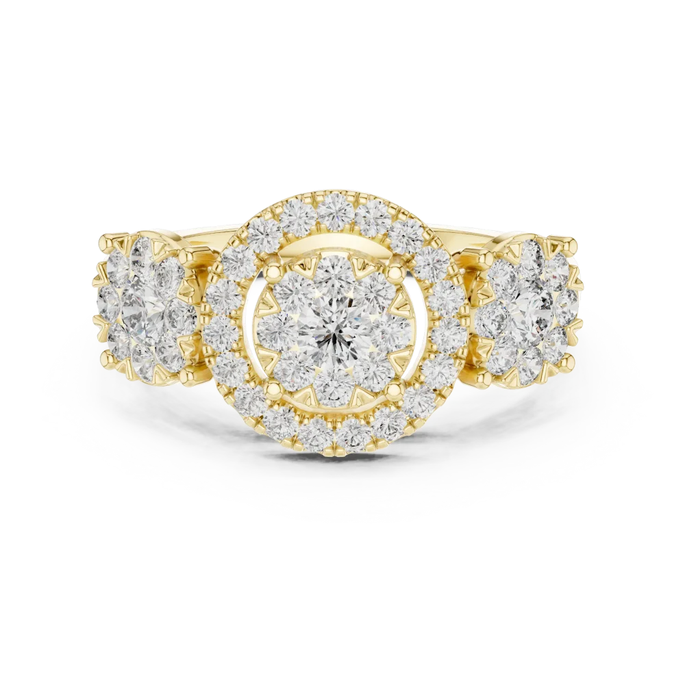Luminary Round Brilliant Triple Cluster Statement Ring - Image 2