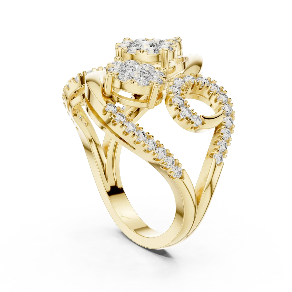 Luminary Round Brilliant Pavé-Set Cluster Cocktail Ring - Image 3