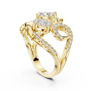 Luminary Round Brilliant Pavé-Set Cluster Cocktail Ring - Image 3