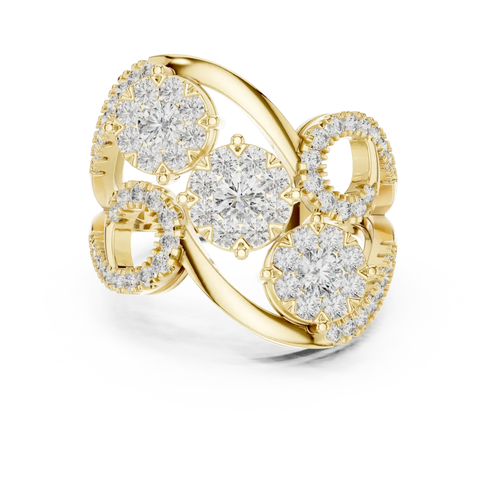 Luminary Round Brilliant Pavé-Set Cluster Cocktail Ring - Image 2