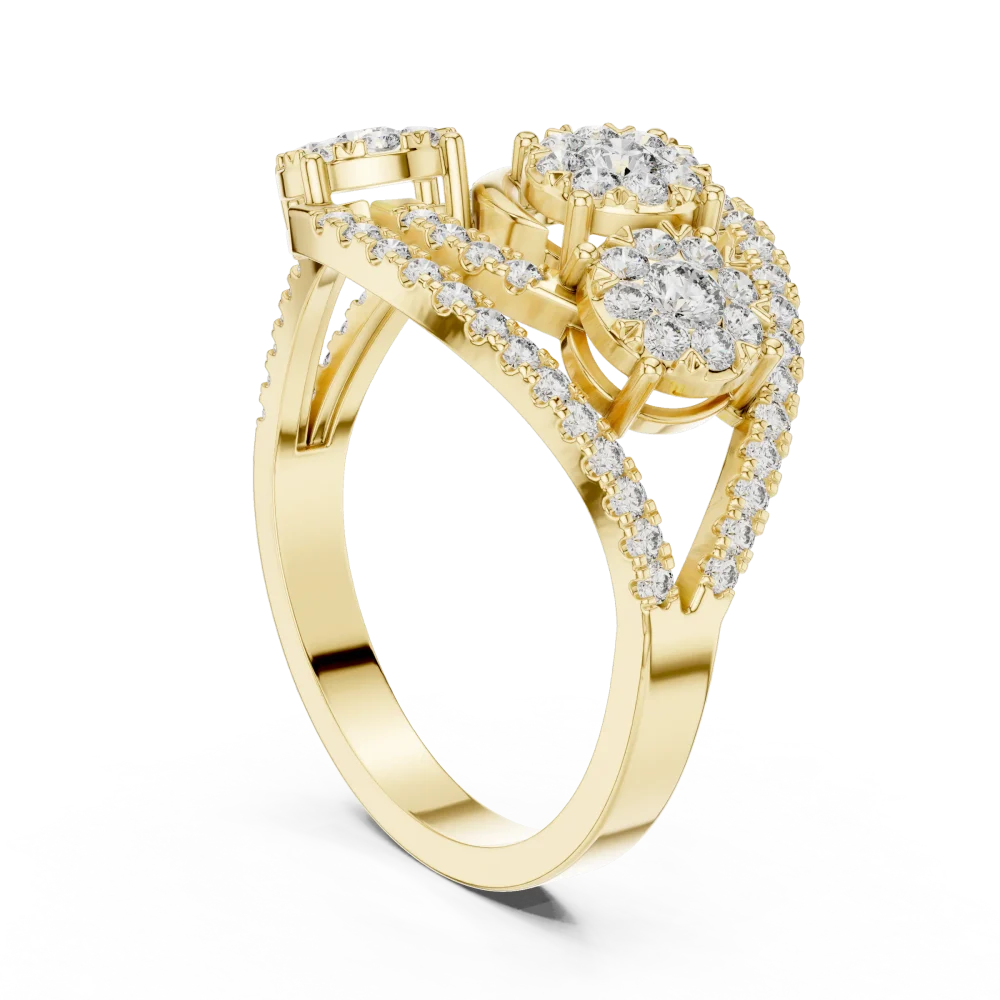 Luminary Round Brilliant Pavé-Set Three Stone Cocktail Ring - Image 3