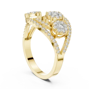 Luminary Round Brilliant Pavé-Set Three Stone Cocktail Ring - Image 3