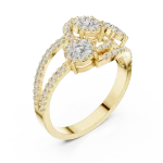 Luminary Round Brilliant Pavé-Set Three Stone Cocktail Ring