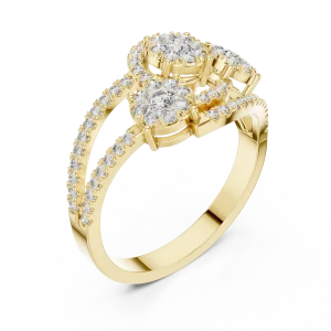 Luminary Round Brilliant Pavé-Set Three Stone Cocktail Ring