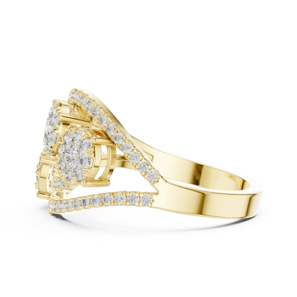 Luminary Round Brilliant Pavé-Set Three Stone Cocktail Ring - Image 4