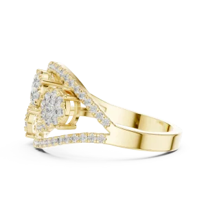 Luminary Round Brilliant Pavé-Set Three Stone Cocktail Ring - Image 4