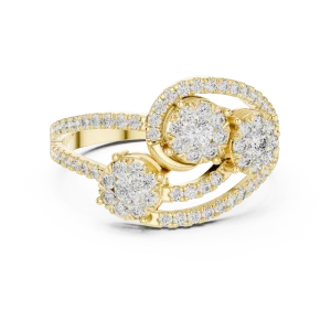 Luminary Round Brilliant Pavé-Set Three Stone Cocktail Ring - Image 2