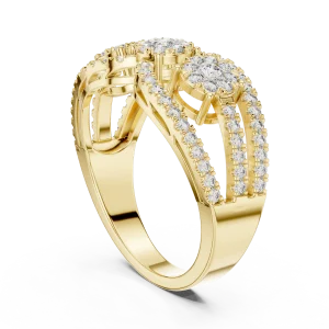 Luminary Round Brilliant Three Stone Statement Cocktail Ring - Image 3