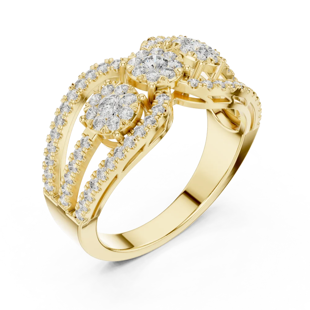 Experience the radiant fire of our three-stone cocktail ring, featuring brilliant DIAMEUR lab-grown diamonds. Redefine your style—shop now.