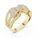 Luminary Round Brilliant Three Stone Statement Cocktail Ring