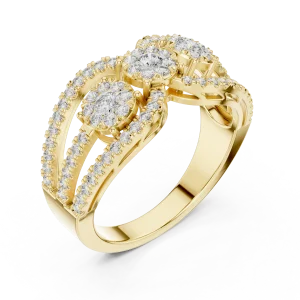 Luminary Round Brilliant Three Stone Statement Cocktail Ring