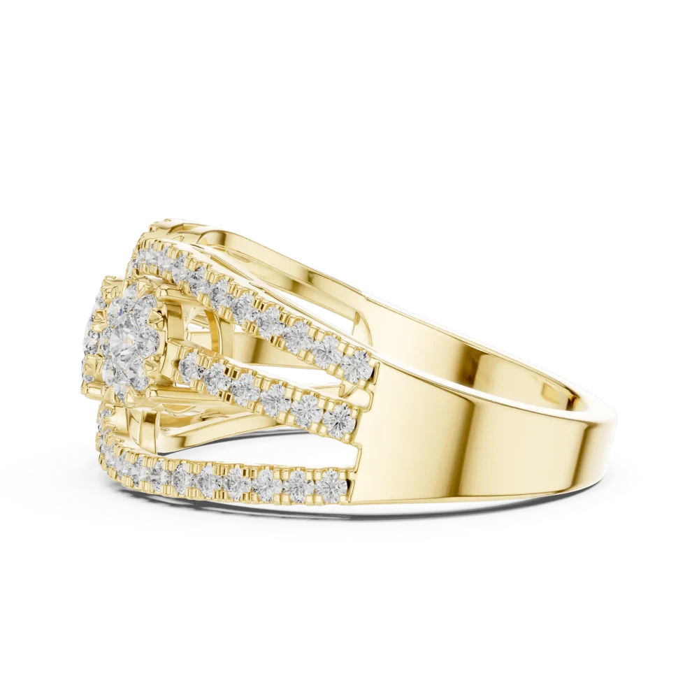Luminary Round Brilliant Three Stone Statement Cocktail Ring - Image 4