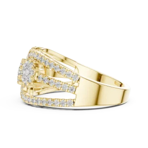 Luminary Round Brilliant Three Stone Statement Cocktail Ring - Image 4