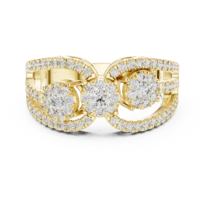 Luminary Round Brilliant Three Stone Statement Cocktail Ring - Image 2