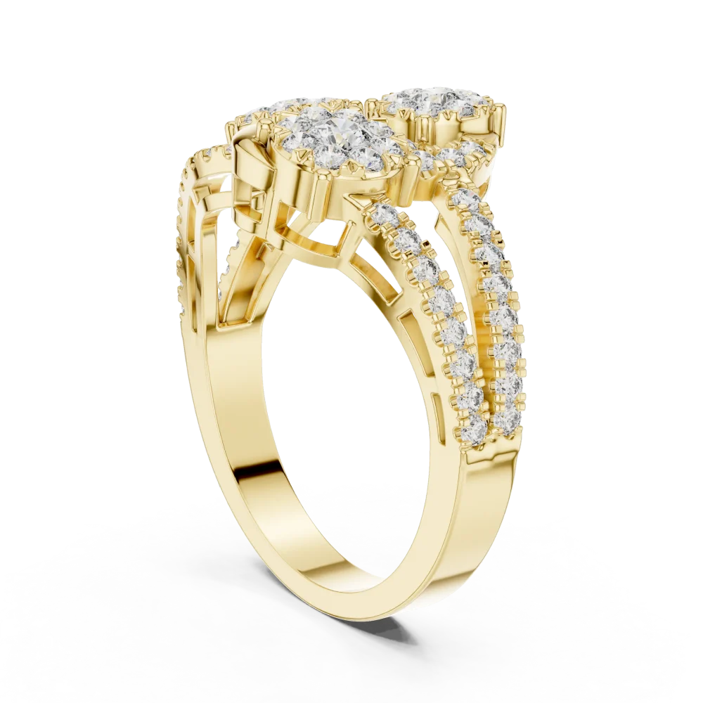 Luminary Round Brilliant Cluster Three Stone Cocktail Ring - Image 3