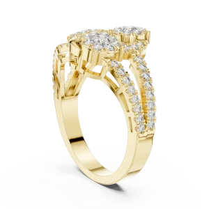 Luminary Round Brilliant Cluster Three Stone Cocktail Ring - Image 3