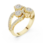 Luminary Round Brilliant Cluster Three Stone Cocktail Ring