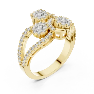 Luminary Round Brilliant Cluster Three Stone Cocktail Ring