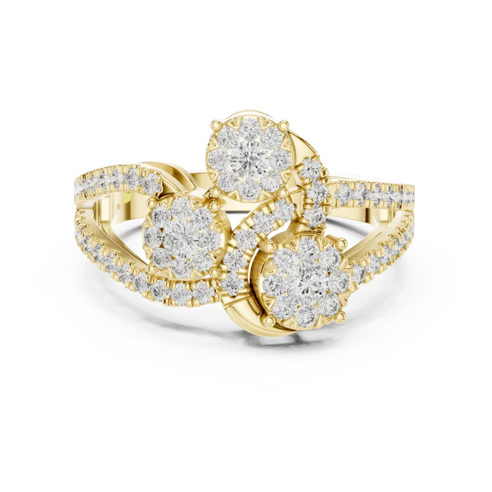 Luminary Round Brilliant Cluster Three Stone Cocktail Ring - Image 2