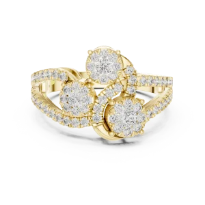 Luminary Round Brilliant Cluster Three Stone Cocktail Ring - Image 2