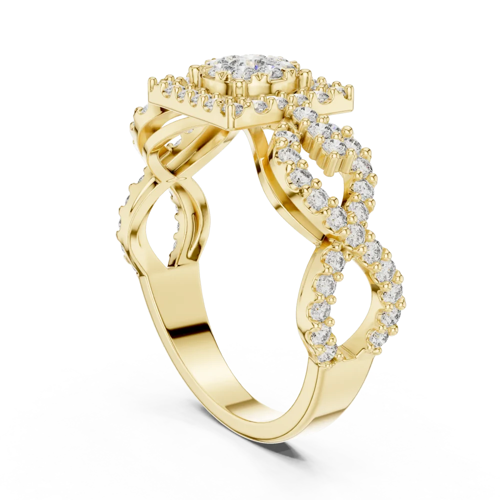 Luminary Round Brilliant Geometric Pavé-Set Cocktail Ring - Image 3