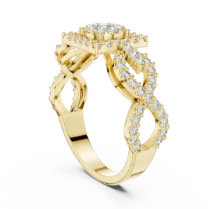 Luminary Round Brilliant Geometric Pavé-Set Cocktail Ring - Image 3
