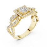 Luminary Round Brilliant Geometric Pavé-Set Cocktail Ring