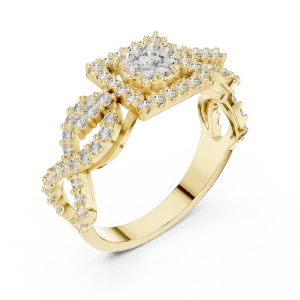 Luminary Round Brilliant Geometric Pavé-Set Cocktail Ring