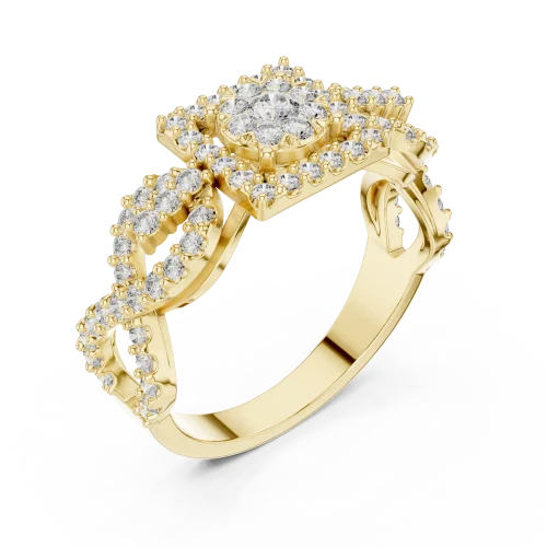 Luminary Round Brilliant Geometric Pavé-Set Cocktail Ring