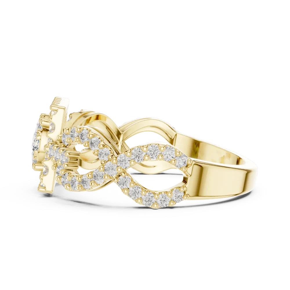 Luminary Round Brilliant Geometric Pavé-Set Cocktail Ring - Image 4