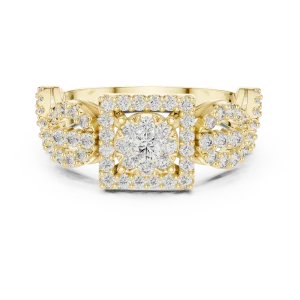 Luminary Round Brilliant Geometric Pavé-Set Cocktail Ring - Image 2