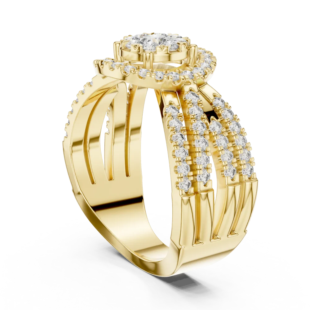 Luminary Round Brilliant Pavé-Set Multi-Band Cocktail Ring - Image 3