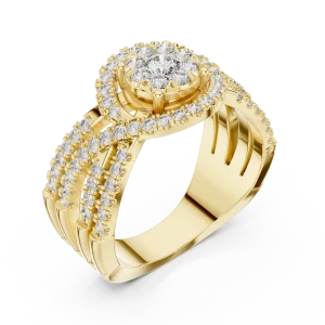 Luminary Round Brilliant Pavé-Set Multi-Band Cocktail Ring