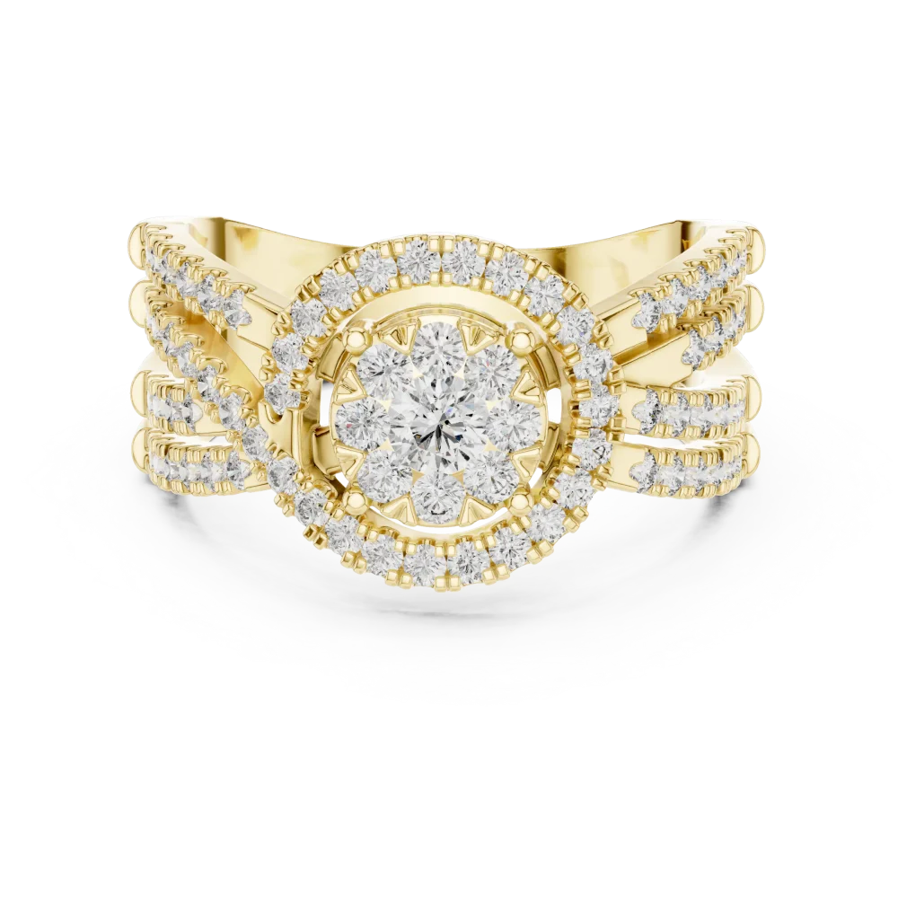 Luminary Round Brilliant Pavé-Set Multi-Band Cocktail Ring - Image 2