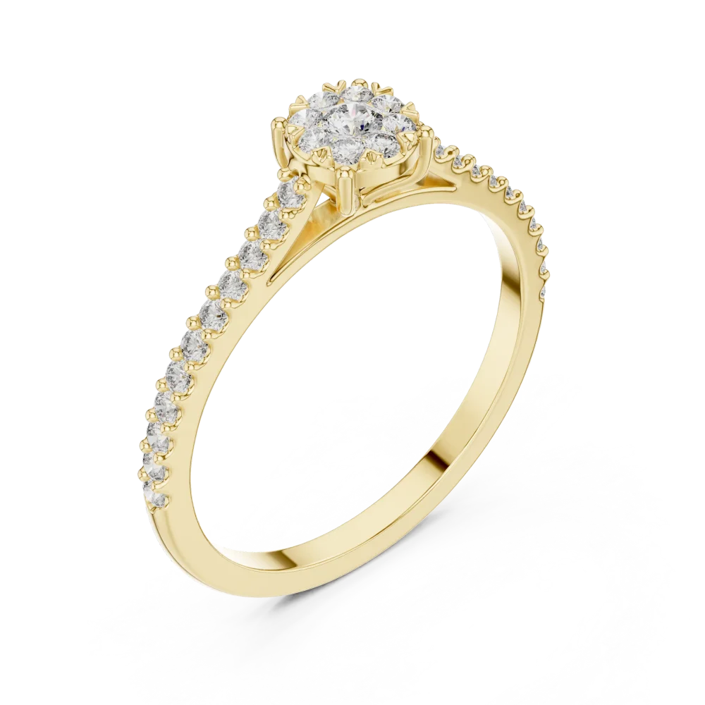 Discover the radiant allure of our round brilliant cluster solitaire ring. Featuring premium DIAMEUR lab-grown diamonds. Shop this modern classic now.