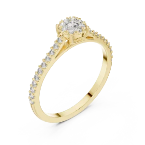 Luminary Round Brilliant Cluster Pavé Solitaire Ring