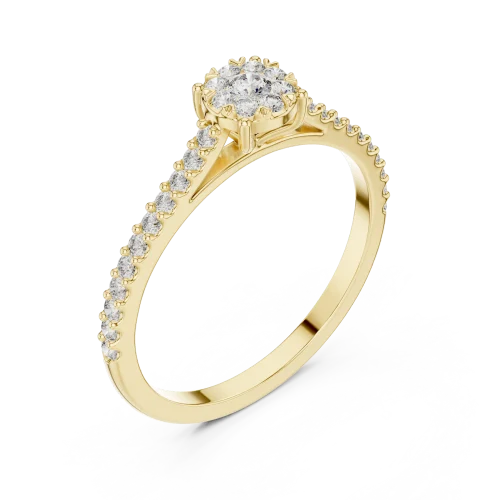 Luminary Round Brilliant Cluster Pavé Solitaire Ring