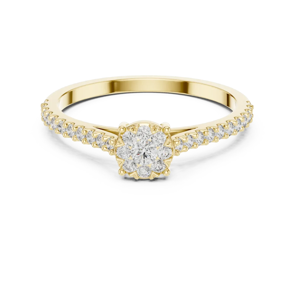 Luminary Round Brilliant Cluster Pavé Solitaire Ring - Image 2