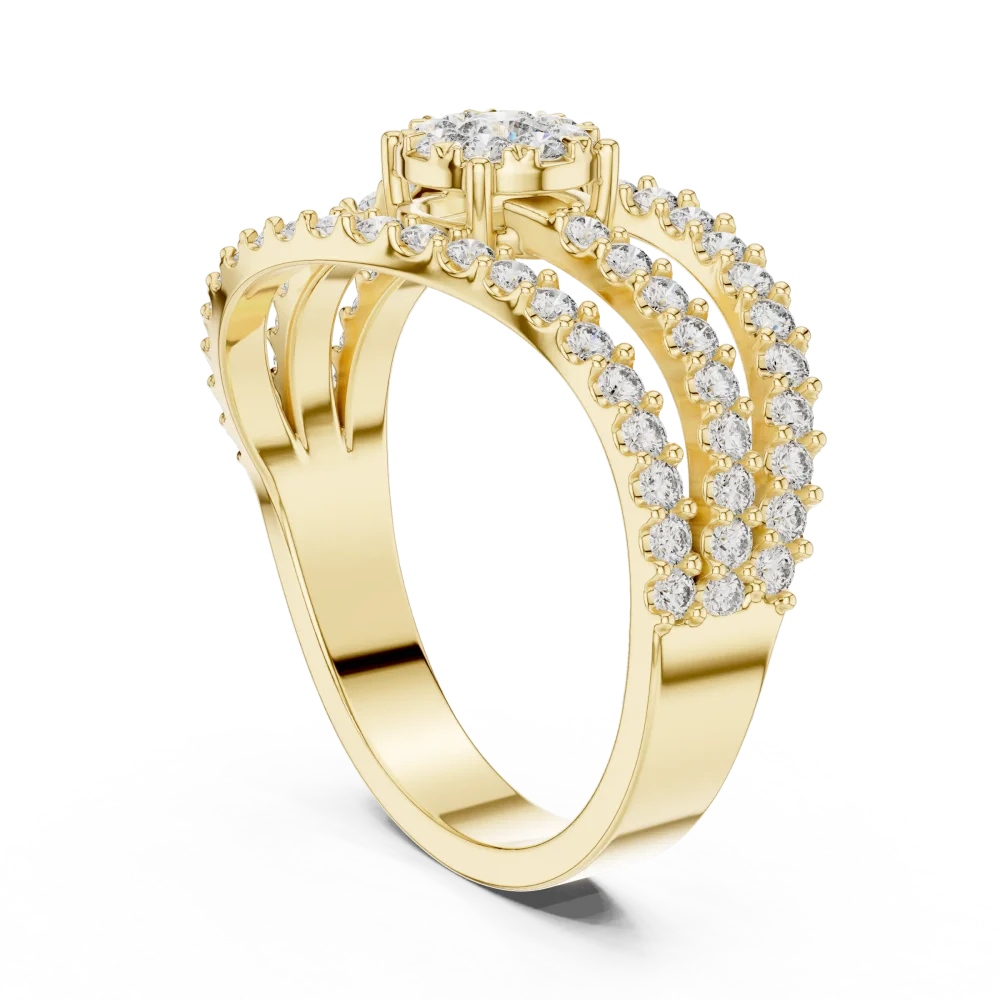 Luminary Round Brilliant Pavé-Set Architectural Statement Ring - Image 3