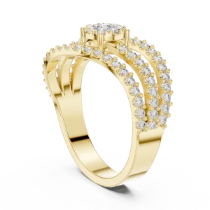 Luminary Round Brilliant Pavé-Set Architectural Statement Ring - Image 3