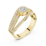 Luminary Round Brilliant Pavé-Set Architectural Statement Ring