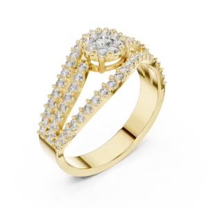 Luminary Round Brilliant Pavé-Set Architectural Statement Ring
