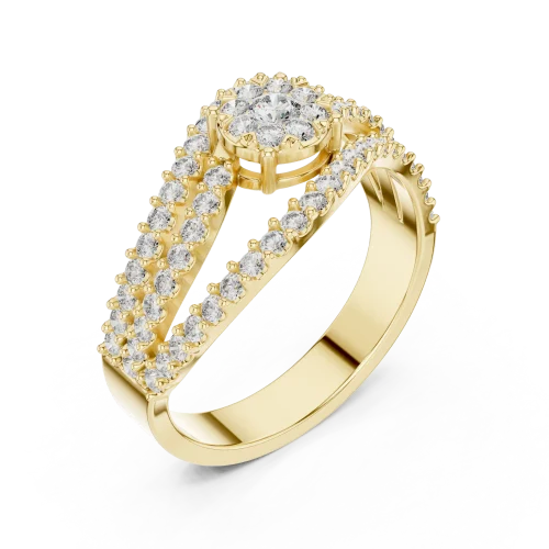 Luminary Round Brilliant Pavé-Set Architectural Statement Ring