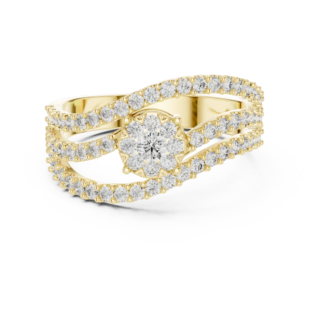 Luminary Round Brilliant Pavé-Set Architectural Statement Ring - Image 2