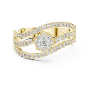 Luminary Round Brilliant Pavé-Set Architectural Statement Ring - Image 2